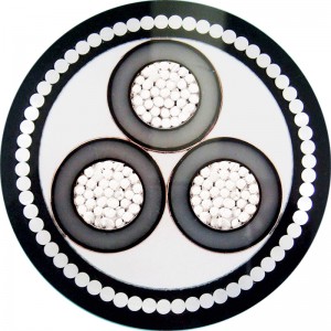 Cáp trung thế 11KV 3 lõi bọc thép / PVC Swa Cáp thép